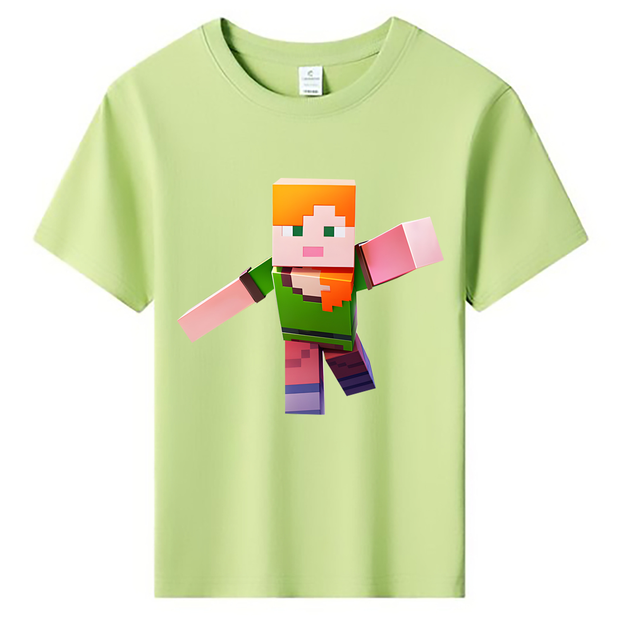 （画像用） マインクラフト ブロックの世界 Minecraft MC Block world 綿100％キッズTシャツ（フロントプリント）